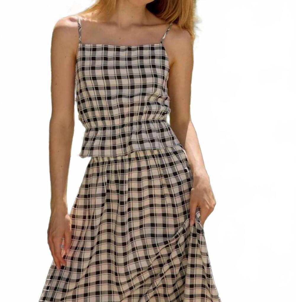NEW SUNDAY RITUAL emma peplum top in black/white plaid